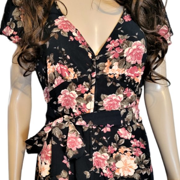 AMERICAN EAGLE OUTFITTERS Black Floral Mini Dress Size Small - Picture 4 of 5